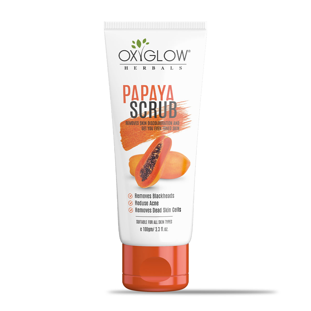 OxyGlow Herbals Papaya Scrub 100ml | Remove Skin Discoloration | Removes Dead Skin Cells & Blackheads | Reduces Acne