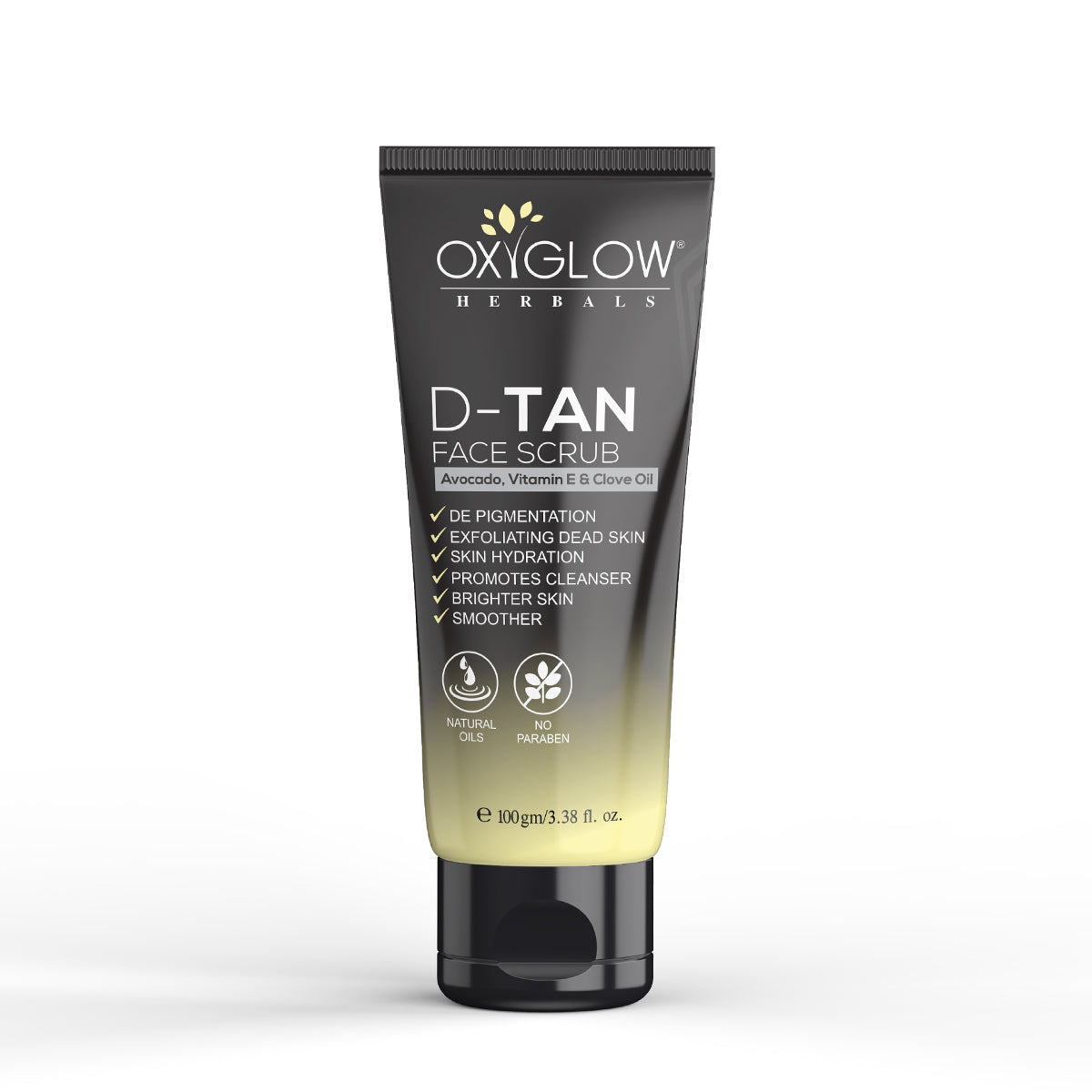 OxyGlow Herbals D-Tan Scrub 100ml | Exfoliating Dead Skin | De Pigmentation & Skin Hydration | Brighter Skin