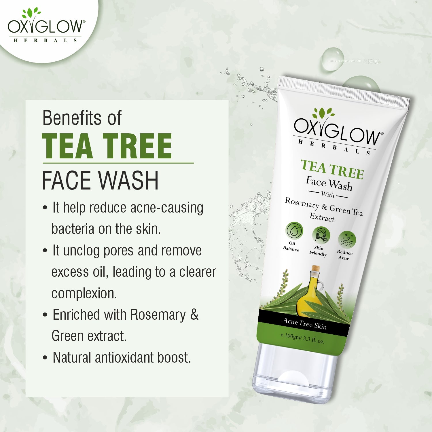 OxyGlow Herbals Tea Tree Face Wash 100g