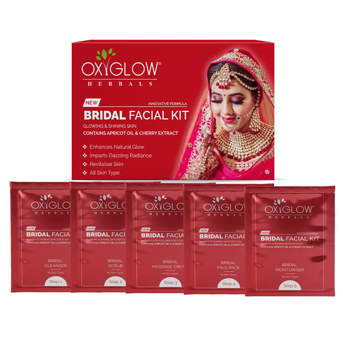 OxyGlow Herbals Bridal Facial Kit for Women | Glowing & Shining Skin | Enhances Natural Glow | Suitable for All Skin