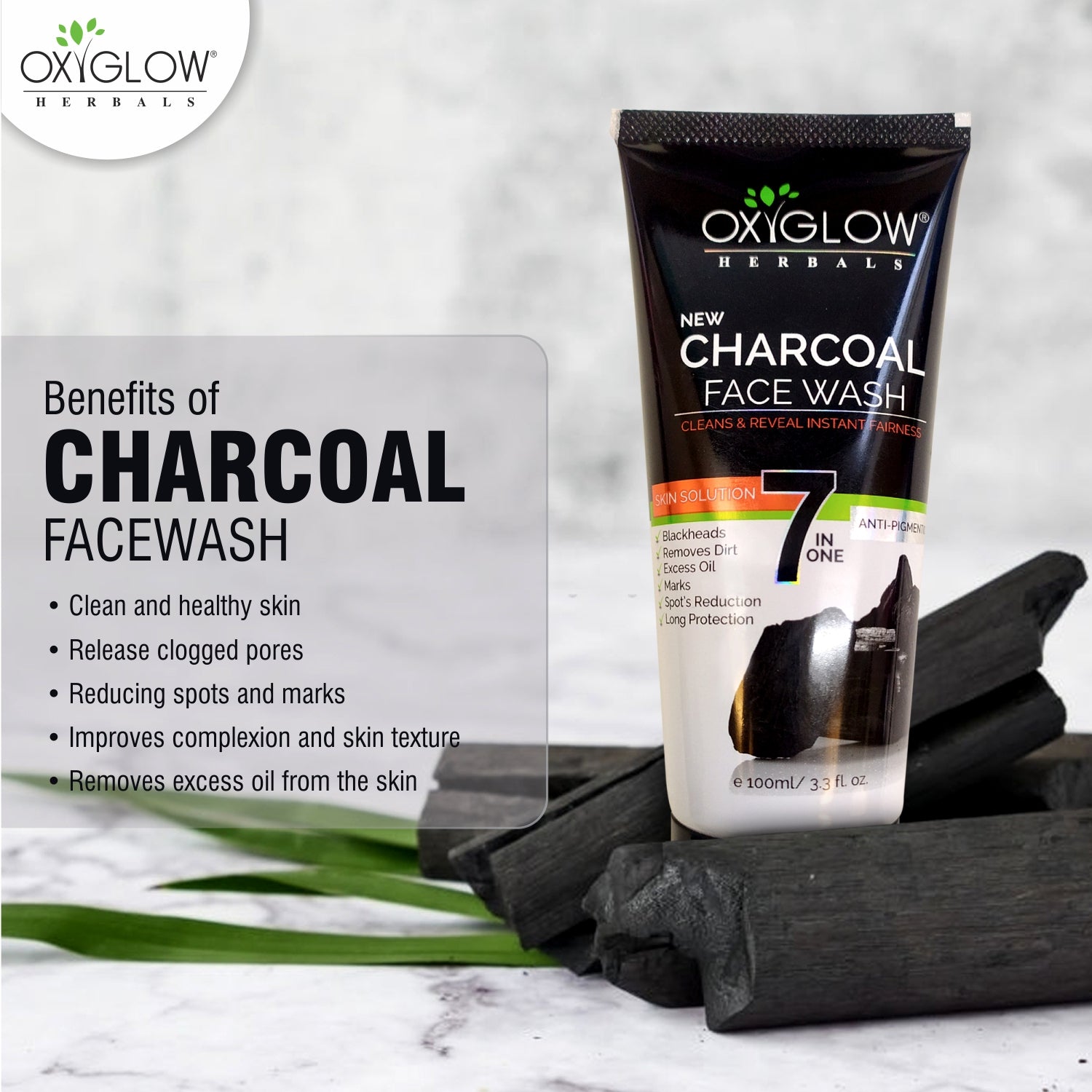 Charcoal Face Wash + Deep Cleansing Milk Moisturizer 120ml