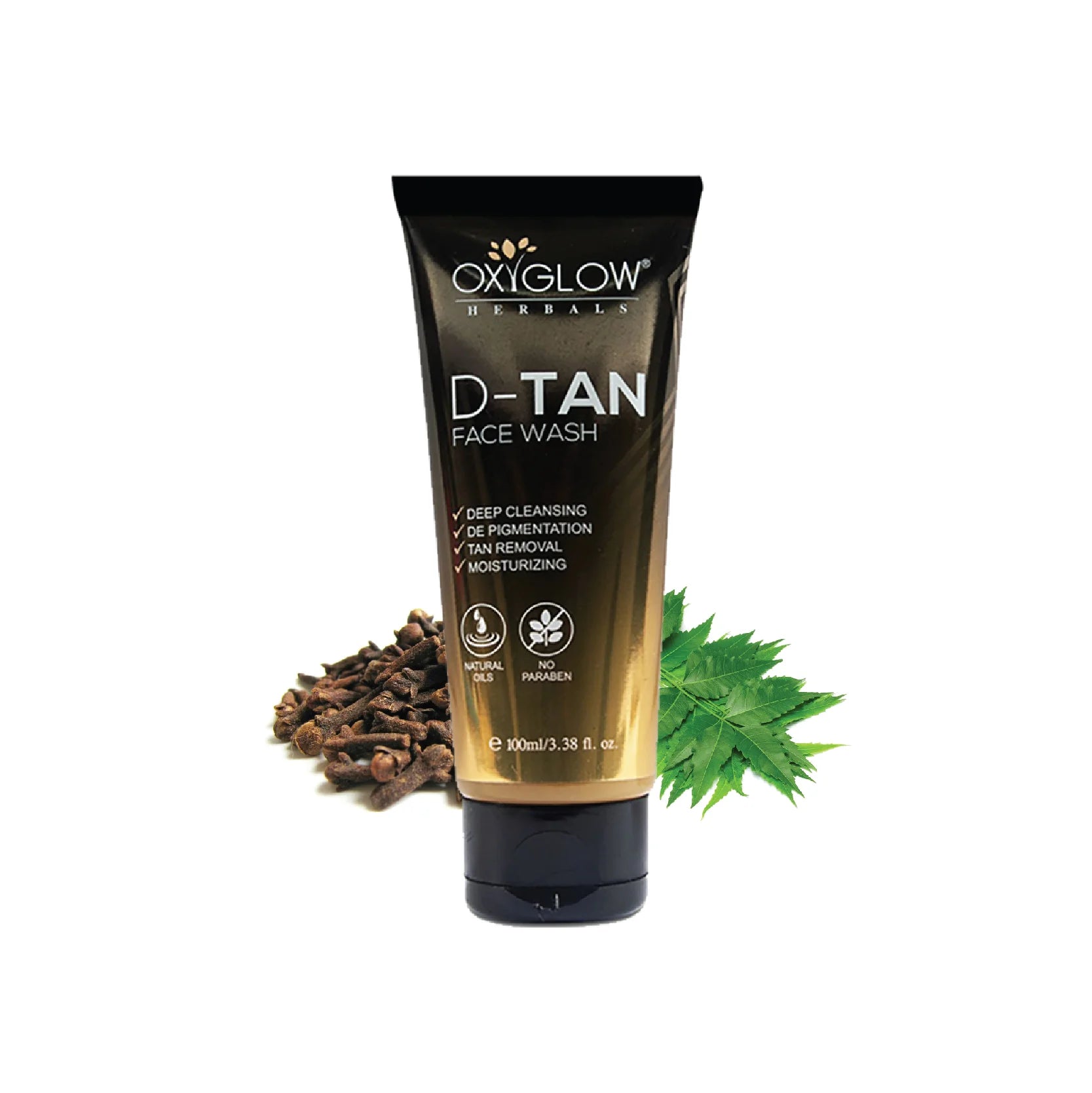 OxyGlow Herbals De-Tan Face Wash - 100ml | Helps Removes Dirt | Brightening & Glowing Skin | Deep Cleansing & Tan Removal
