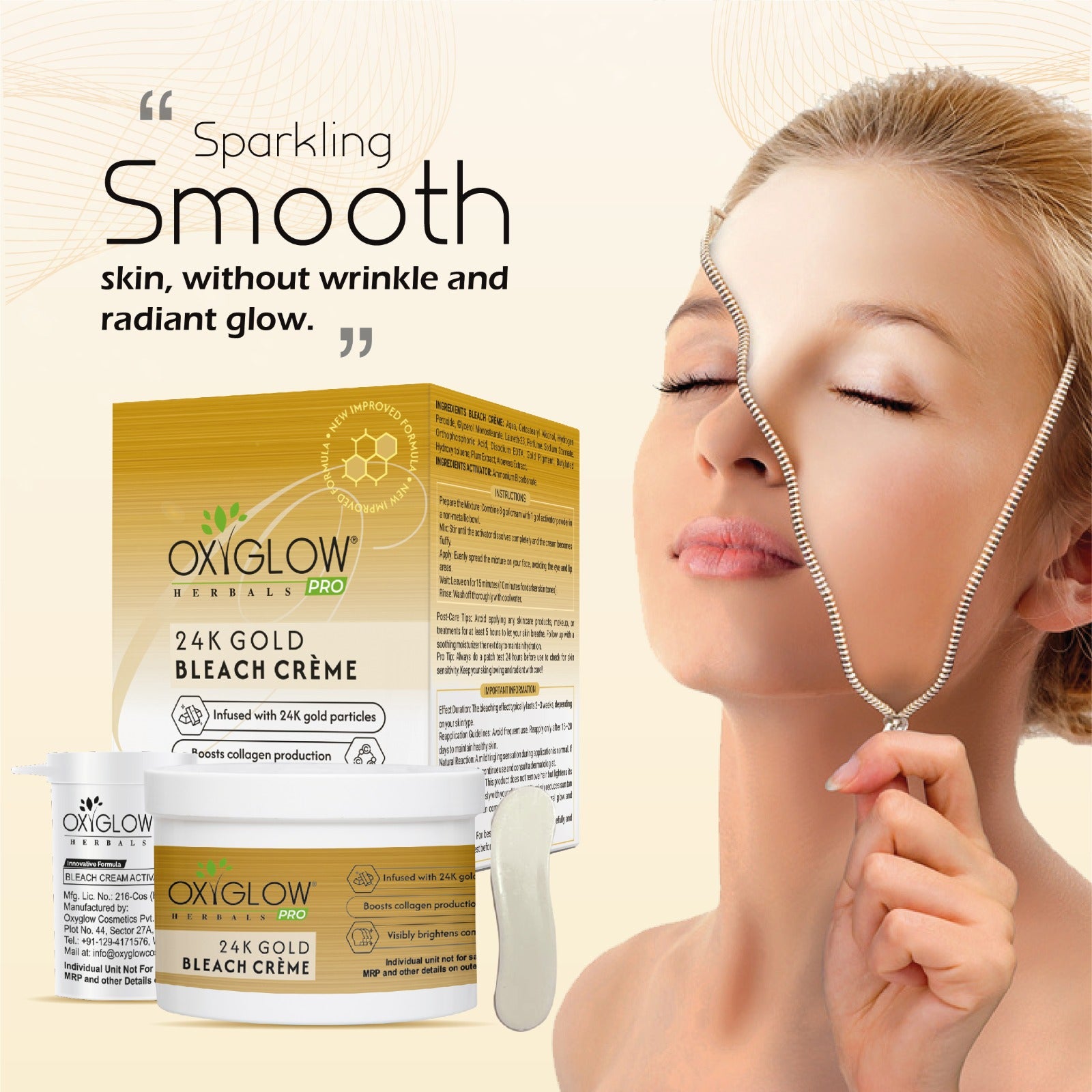 OxyGlow 24K Luxe Gold Bleach Cream - 43gm | Suitable for All Skin - Pack of 12