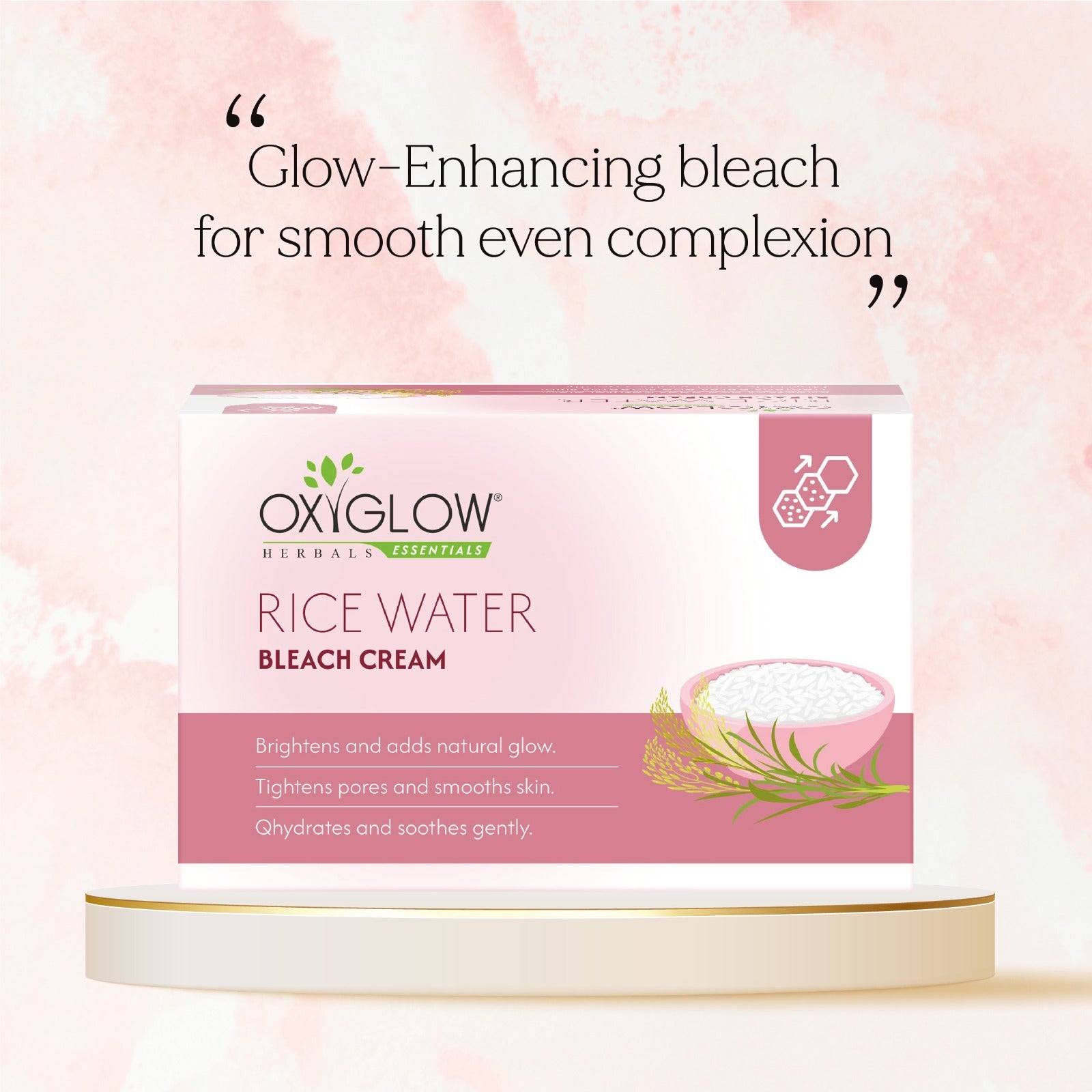OxyGlow Herbals Essentials Rice Water Bleach Cream - 300gm | Tightens Pores & Smooths | Suitable for All Skin