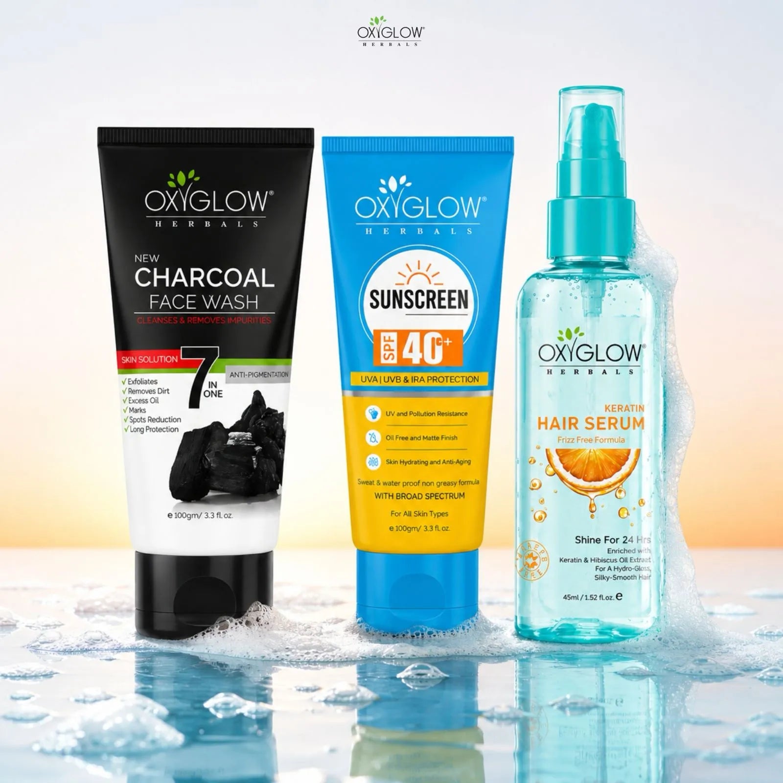 Charcoal Facewash + Hair Serum + SPF 40 Cream