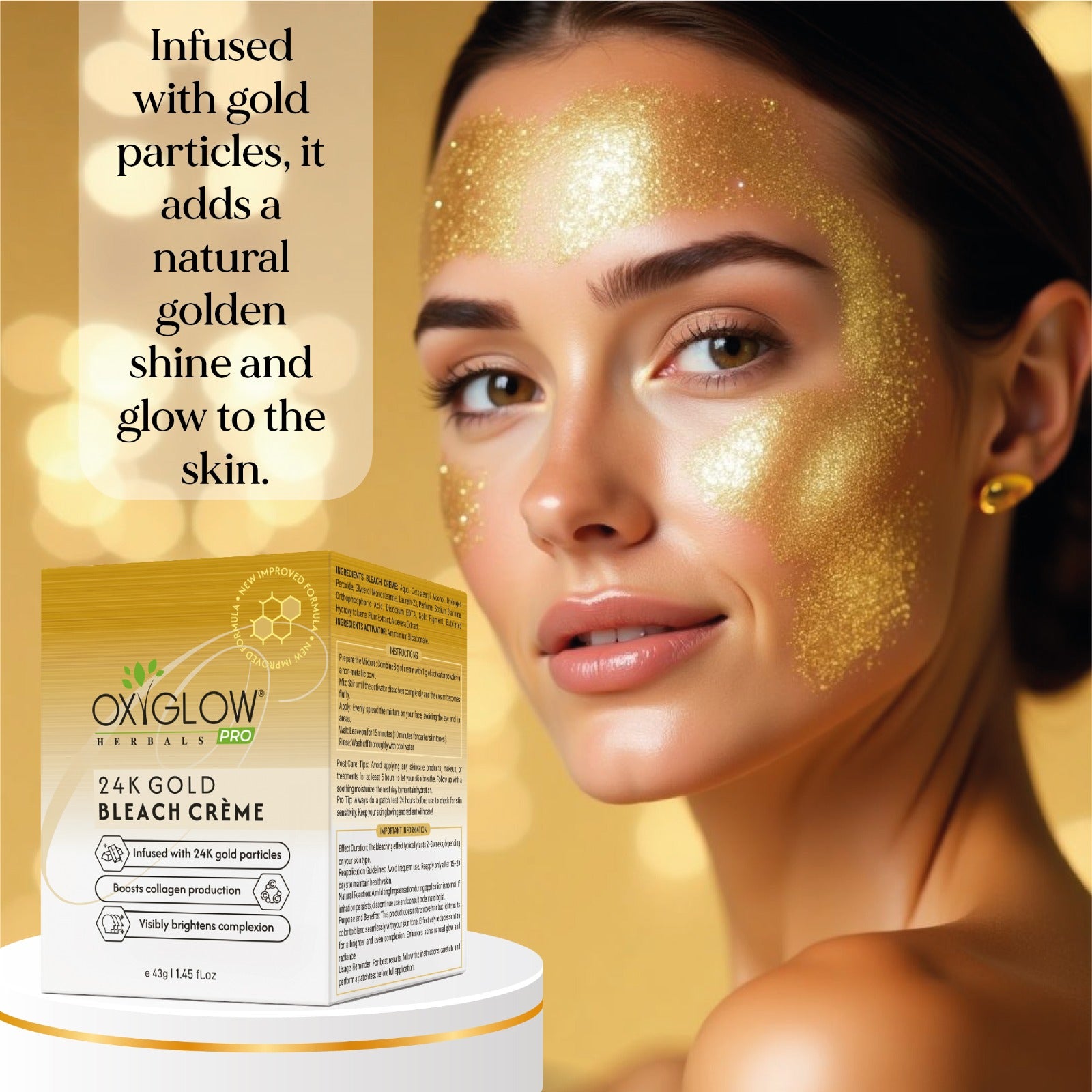 OxyGlow 24K Luxe Gold Bleach Cream - 43gm | Suitable for All Skin - Pack of 12