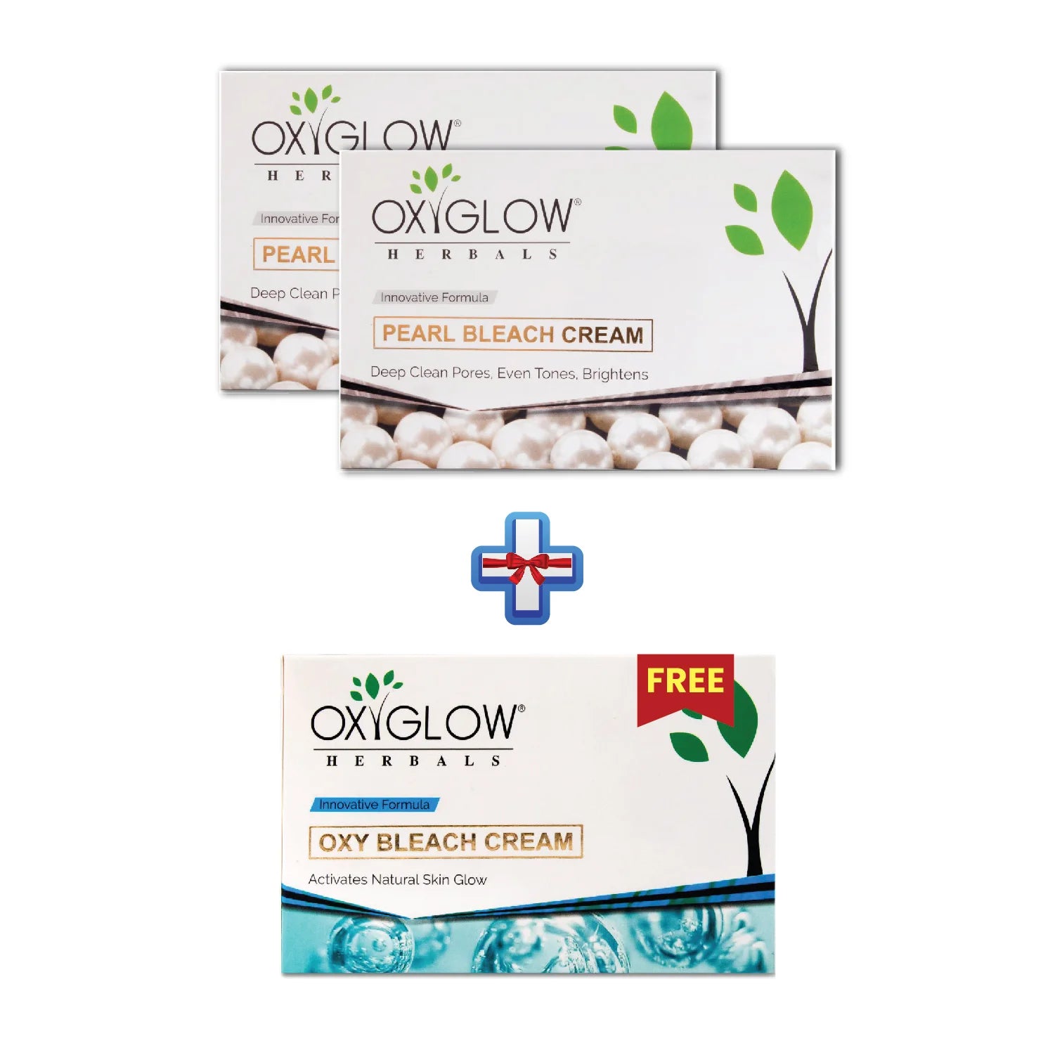 OxyGlow Herbals Pearl Bleach Cream+Oxy Bleach Cream-Buy2Get1