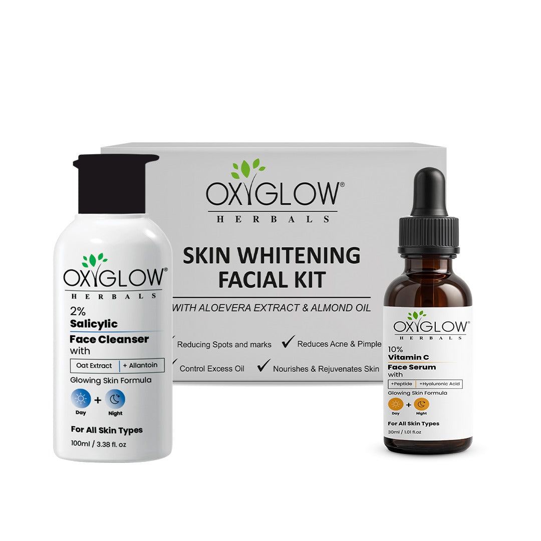 Skin Whitening Facial Kit + 10% Vitamin C Face Serum + 2% Salicylic Face Cleanser