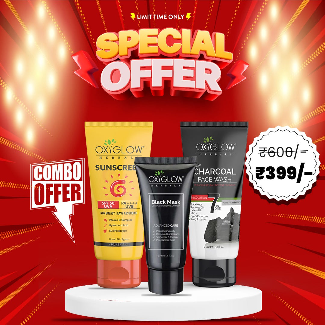 Sunscreen SPF 50 + Activated Charcoal Face Wash + Black Mask