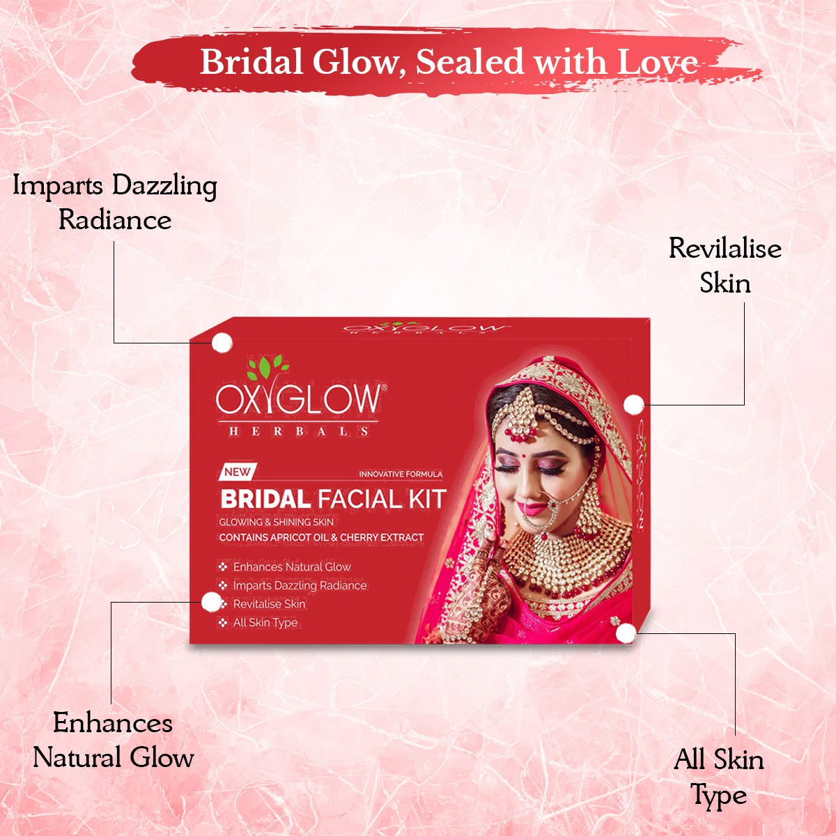 OxyGlow Herbals Bridal Facial Kit for Women | Glowing & Shining Skin | Enhances Natural Glow | Suitable for All Skin