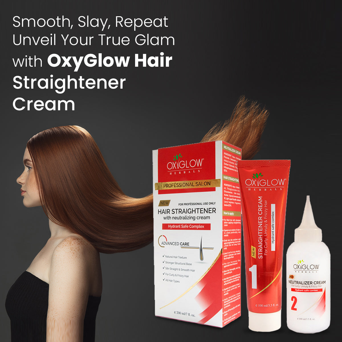 Oxyglow Professional Salon Hair Straightener With Neutralising Cream 200 ml | Straightens Curly & Resistant Hair
