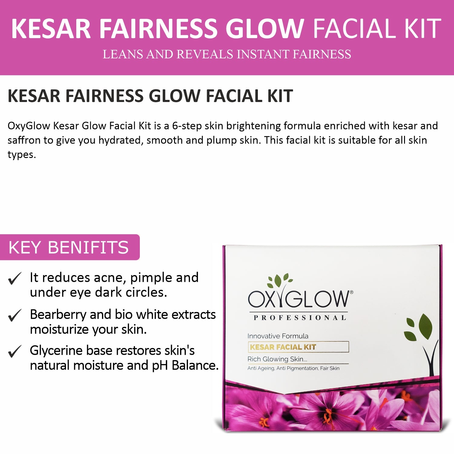 Kesar Fairness Glow Facial Kit 260 Gm + Fruit Facial Kit 260 Gm