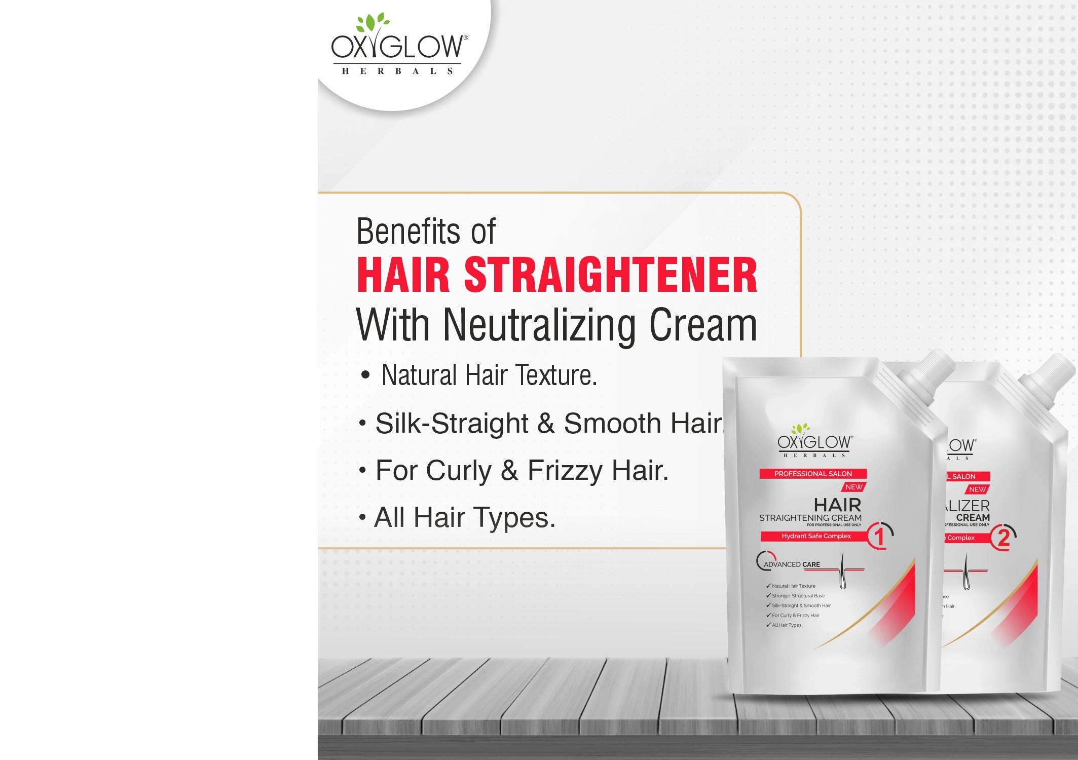 OxyGlow Herbals Professional Salon Hair Straightening with Neutralizer Cream | 500ml Each | Straightens Curly & Resistant Hair