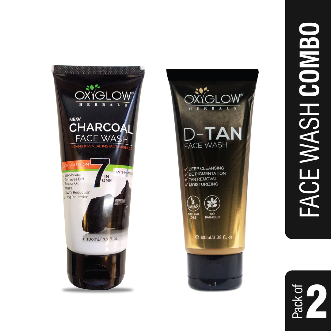 OxyGlow Herbals Charcoal Facewash+D-Tan Facewash