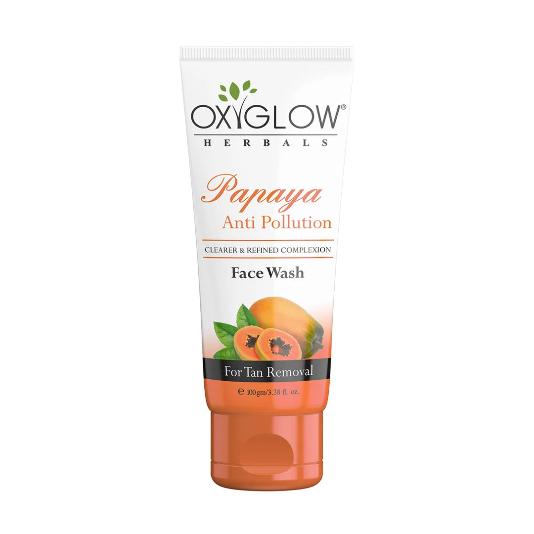 OxyGlow Herbals Papaya Anti Pollution Face Wash | Clearer & Refined Complexion | Acne Control | Brighter & Even Skin Tone