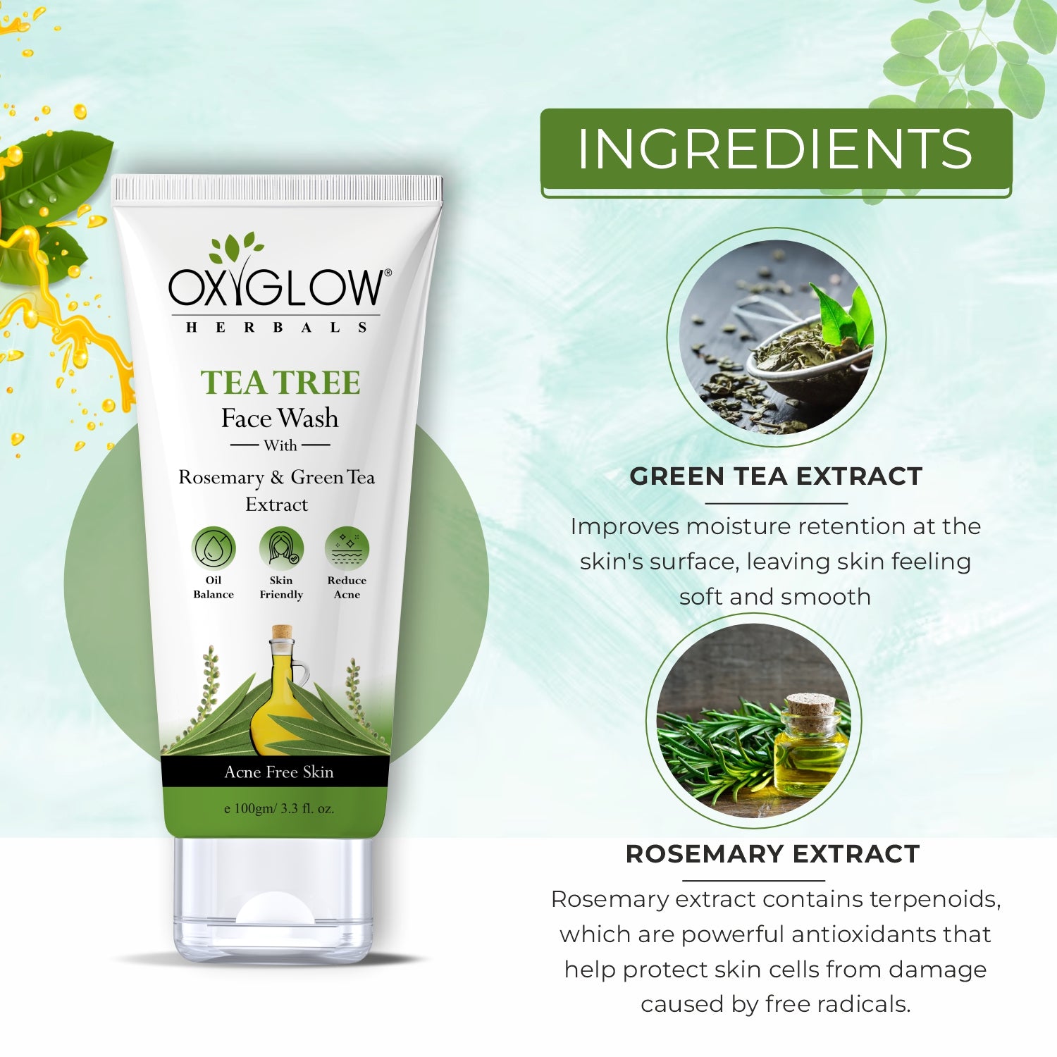 OxyGlow Herbals Tea Tree Face Wash 100g