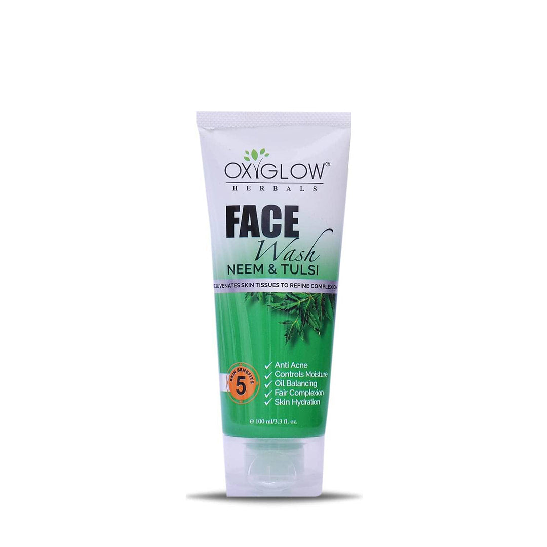 OxyGlow Herbals Neem Tulsi Face Wash - 100ml | Anti Acne | Oil Balancing & Fair Complexion | Skin Hydration