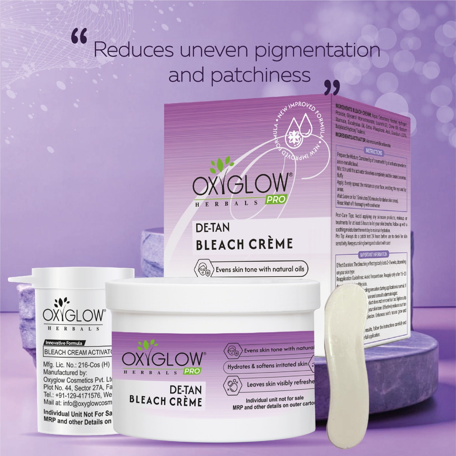 OxyGlow Herbals Pro  D-Tan Bleach Cream - 43gm | Suitable for All Skin - Pack of 12