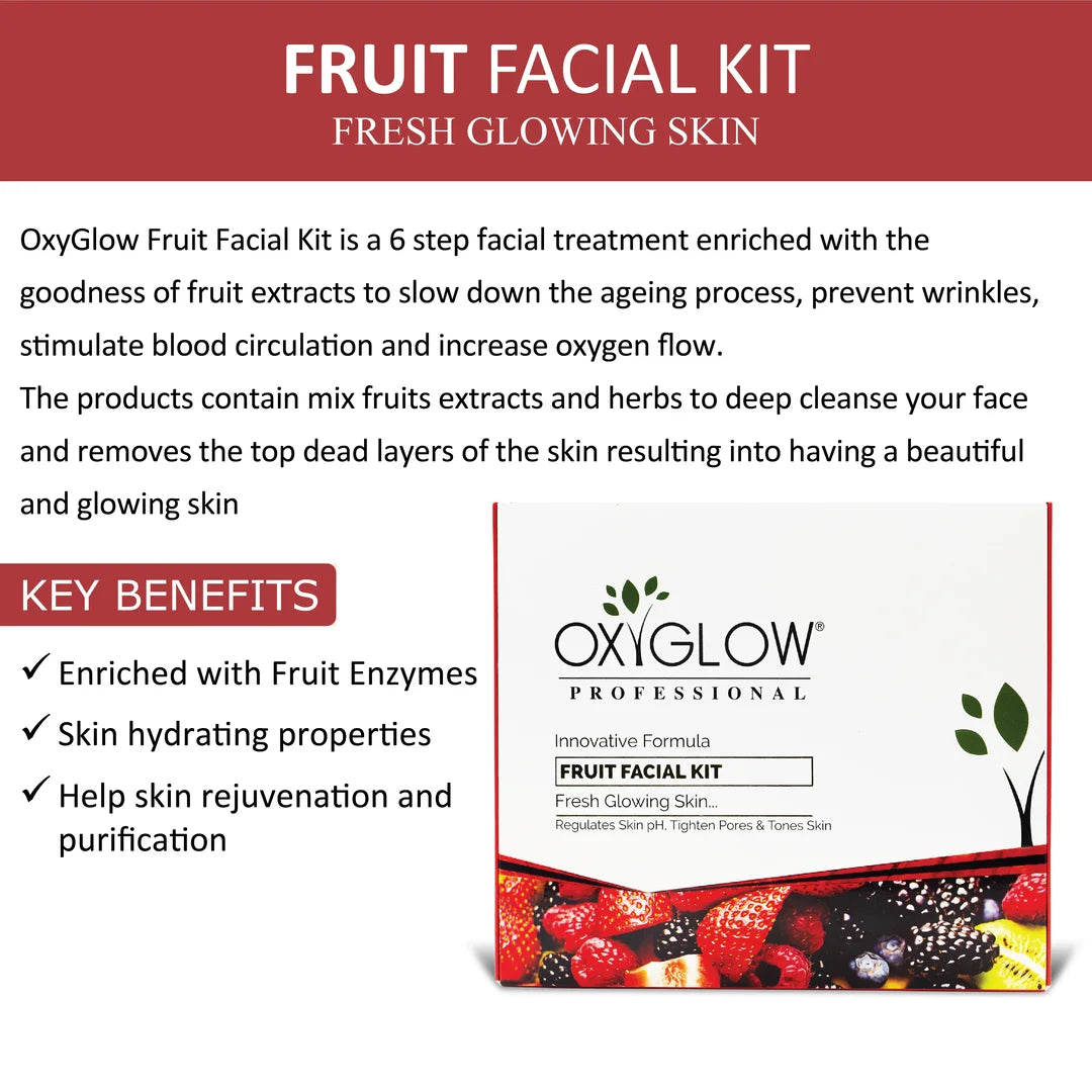 OxyGlow Herbals Fruit Facial Kit | Fresh Glowing Skin | Enriched with Fruit Enzymes | Suitable for All Skin