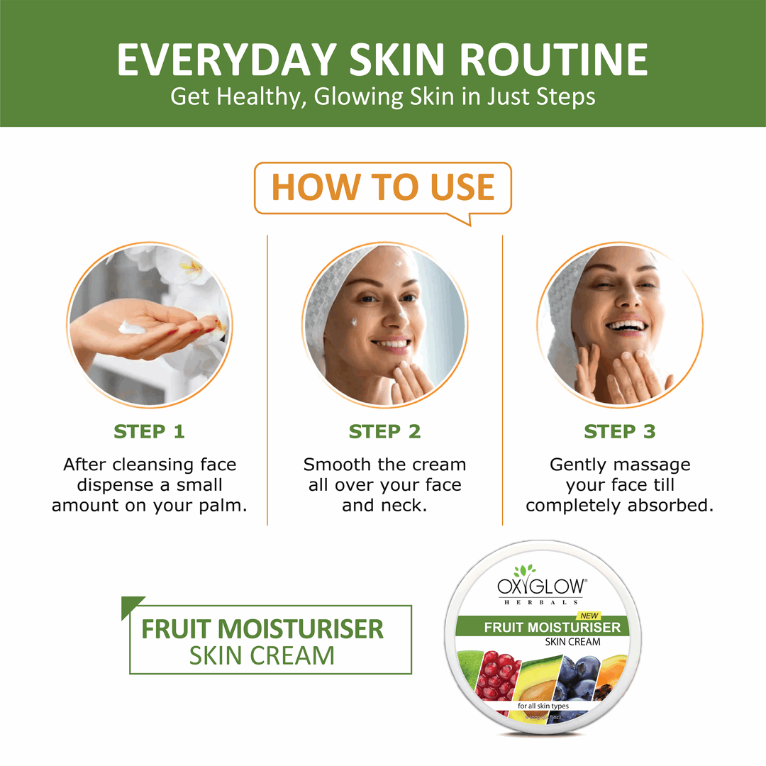 OxyGlow Herbals Fruit Moisturiser skin cream- How to use