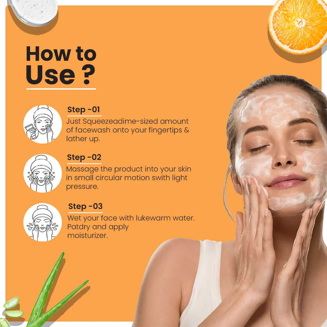 Vitamin C Facewash with Vitamin E, Niacinamide &  Aloe Vera 100ml