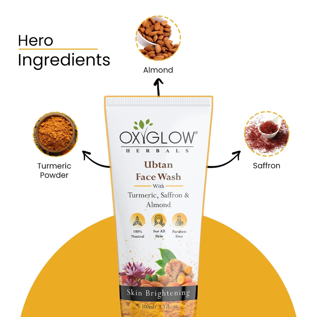 Oxyglow Herbals Ubtan Facewash with Turmeric, Saffron & Almond 100ml