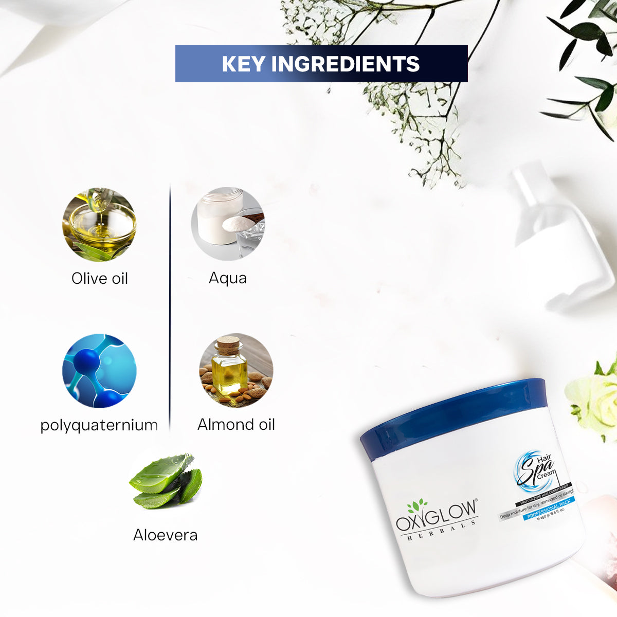 OxyGlow Herbals Hair Spa Cream | Revitalizes Dry Scalp | Deep Nourishment for Roots & Smoothen Hair