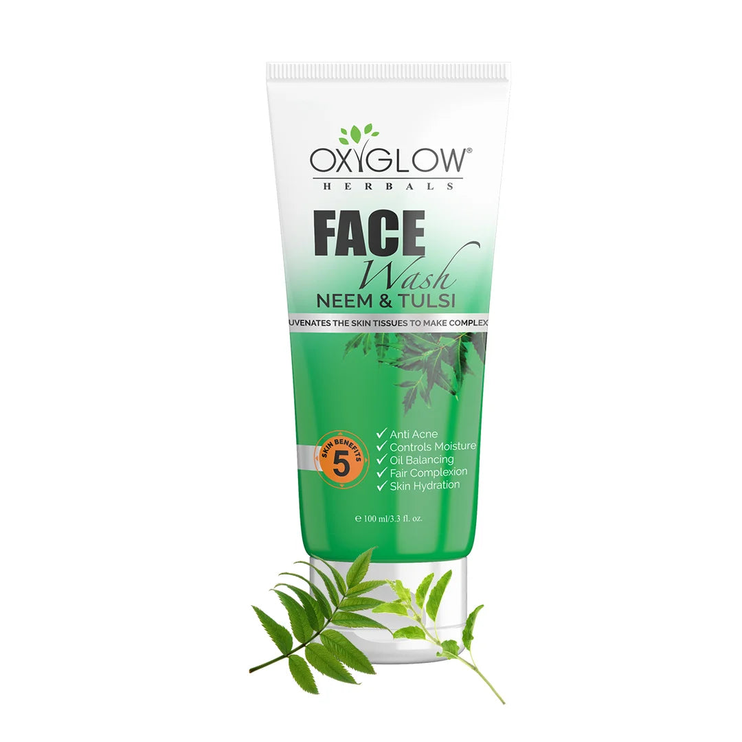 OxyGlow Herbals Neem Tulsi Face Wash - 100ml | Anti Acne | Oil Balancing & Fair Complexion | Skin Hydration