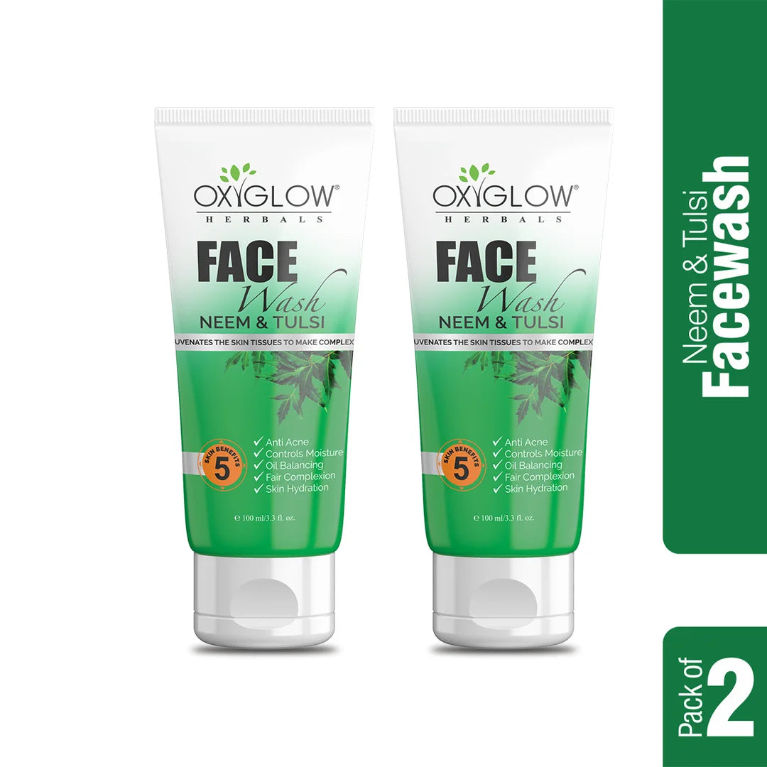 OxyGlow Herbals Neem Tulsi Face Wash - 100ml | Anti Acne | Oil Balancing & Fair Complexion | Skin Hydration