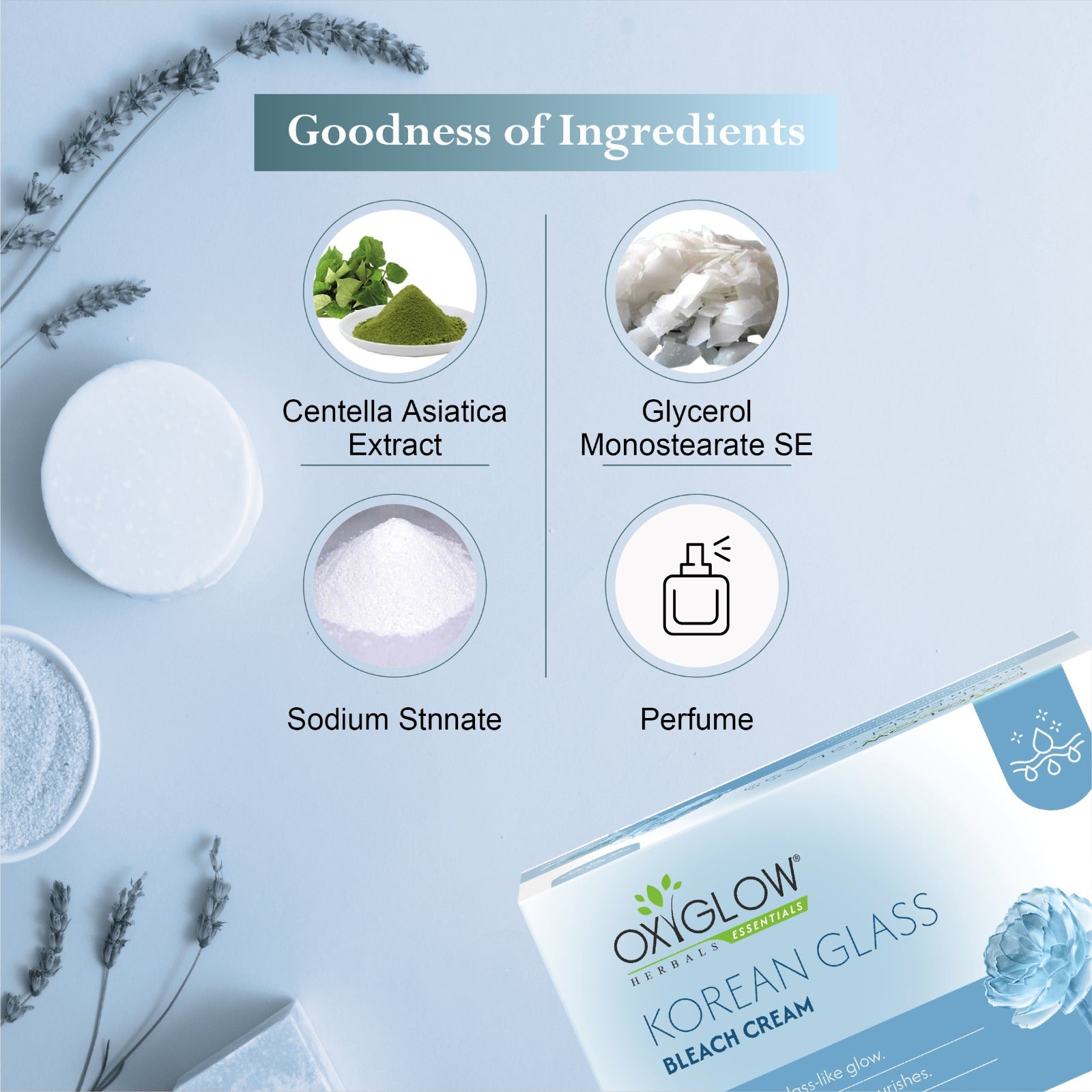 OxyGlow Herbals Essentials Korean Glass Bleach Cream - 300gm | Deep Hydrates & Nourishes | Suitable for All Skin