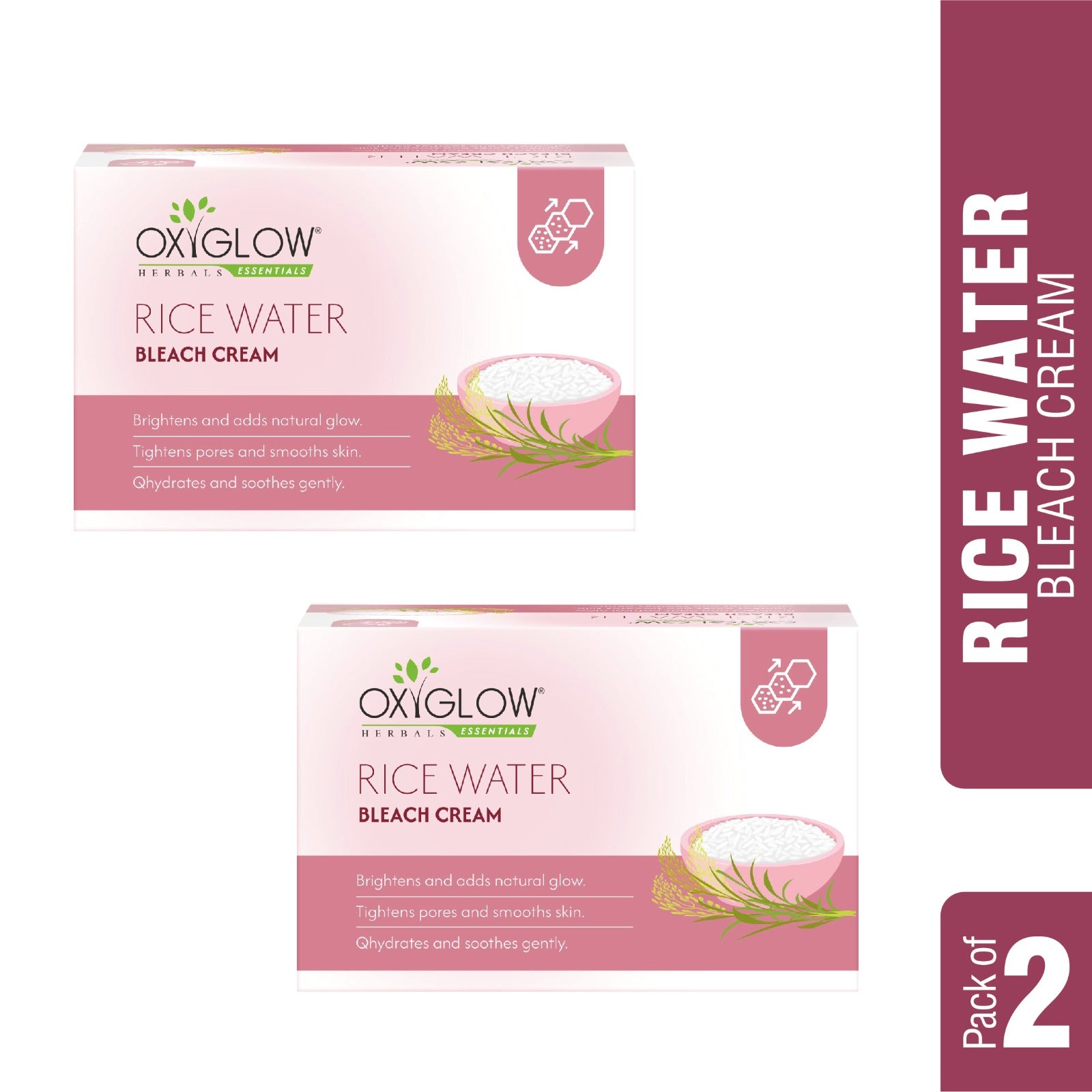 OxyGlow Herbals Essentials Rice Water Bleach Cream - 300gm | Tightens Pores & Smooths | Suitable for All Skin