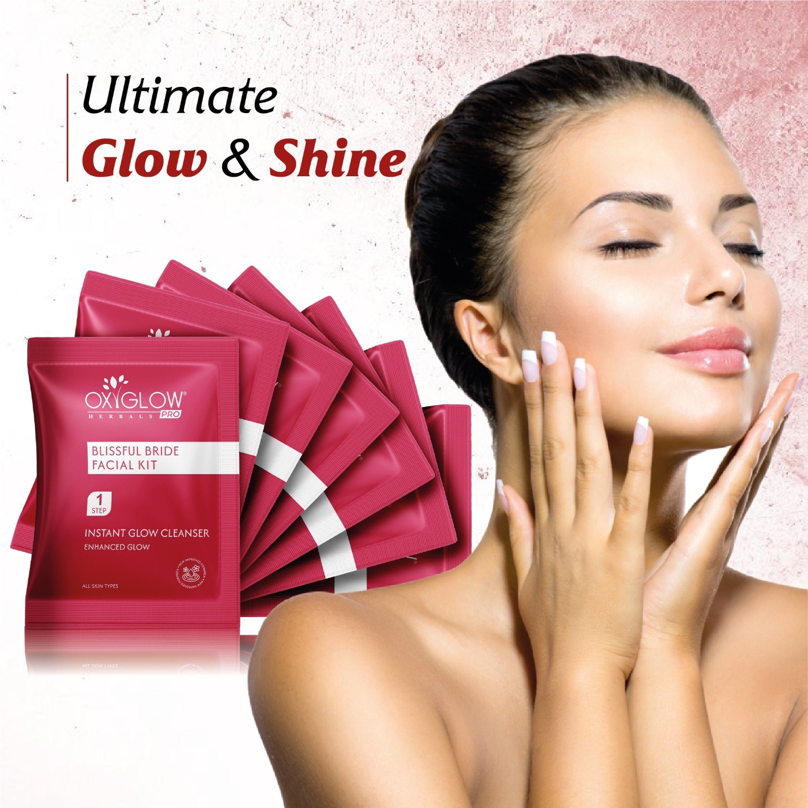 OxyGlow Herbals Pro Blissful Bridal 7 Step Facial Kit -81 gm | USP - Power Mask | Suitable for All Skin - Pack of 5