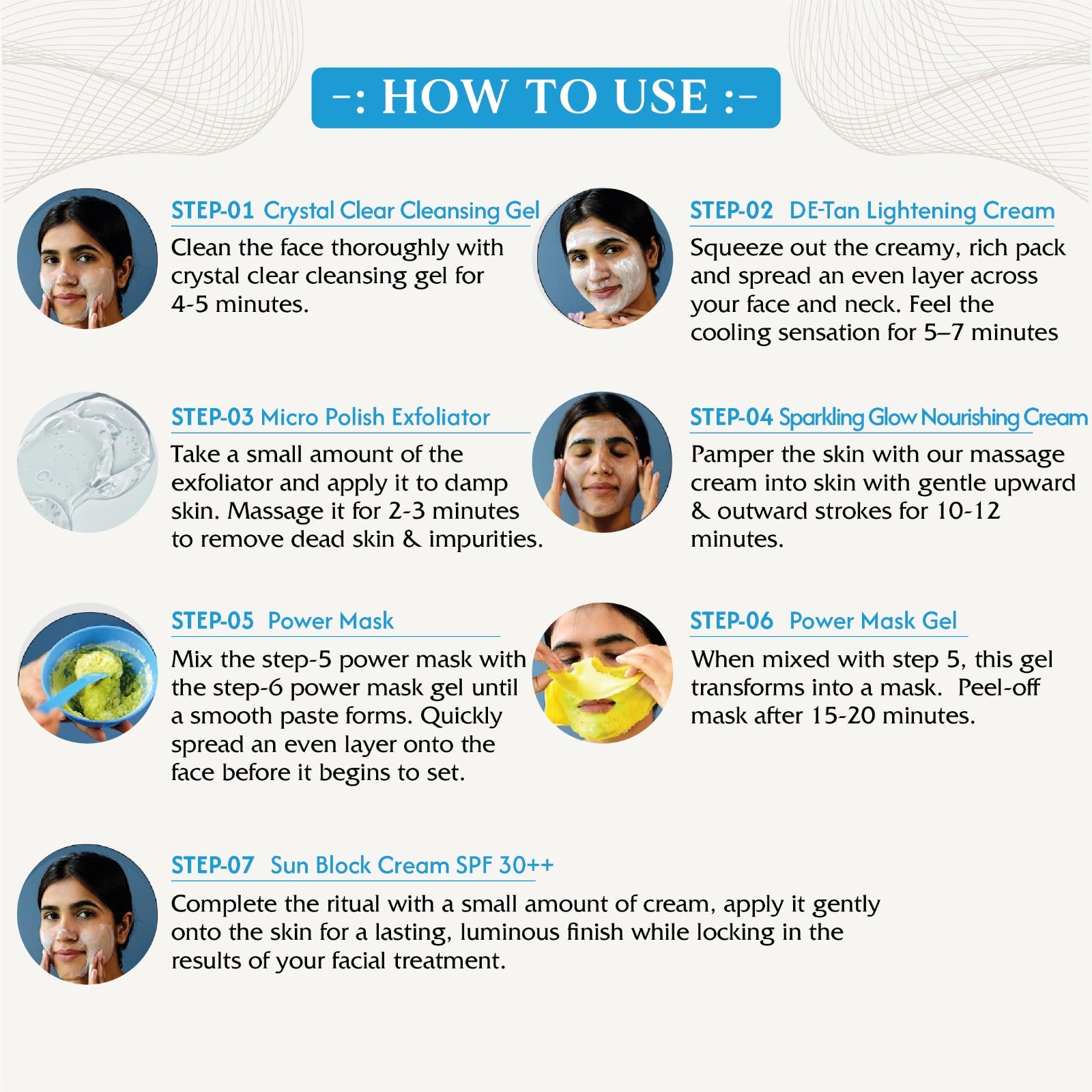 OxyGlow Herbals Pro Flawless Diamond 7 Step Facial Kit -81 gm | USP - Power Mask | Suitable for All Skin - Pack of 5