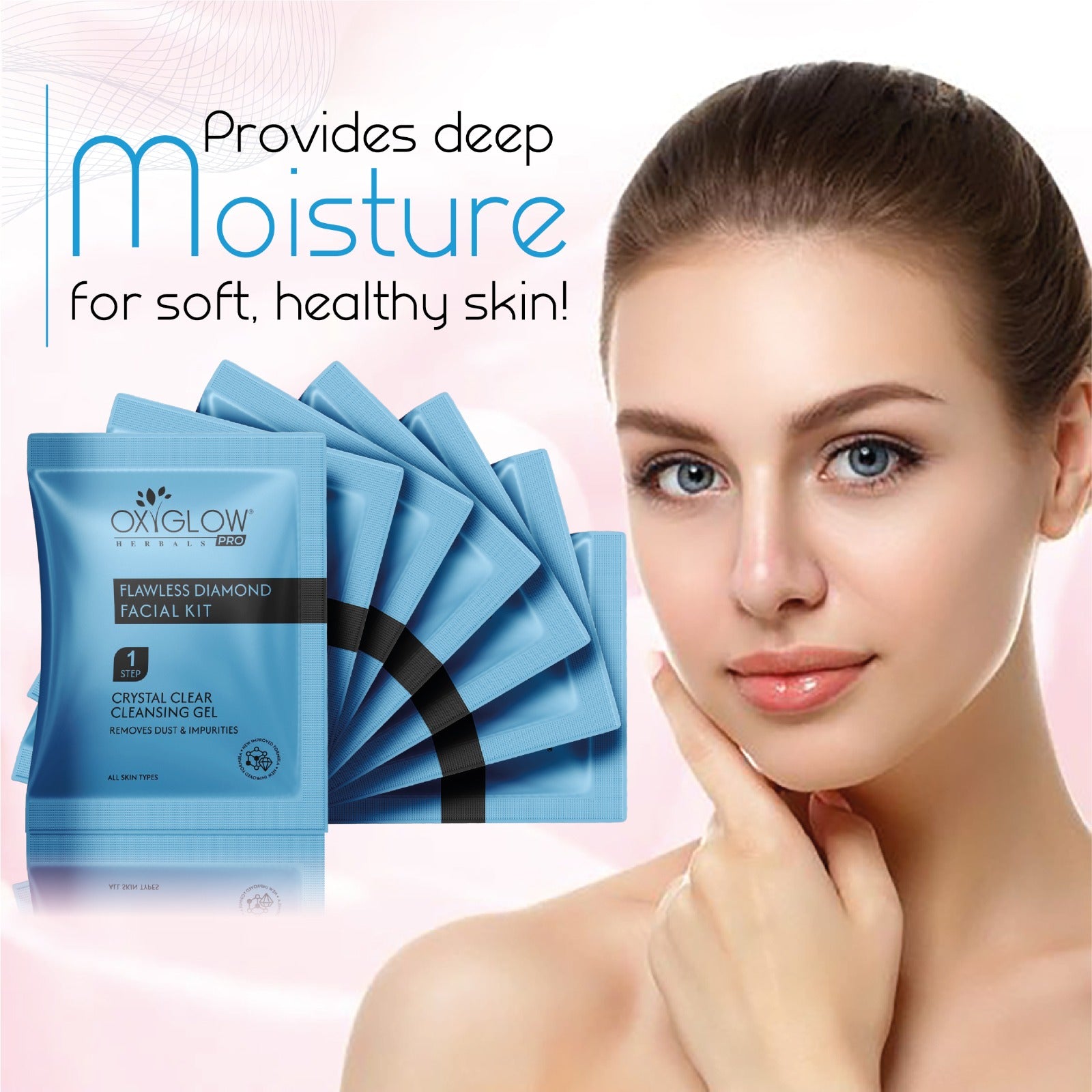 OxyGlow Herbals Pro Flawless Diamond 7 Step Facial Kit -81 gm | USP - Power Mask | Suitable for All Skin - Pack of 5