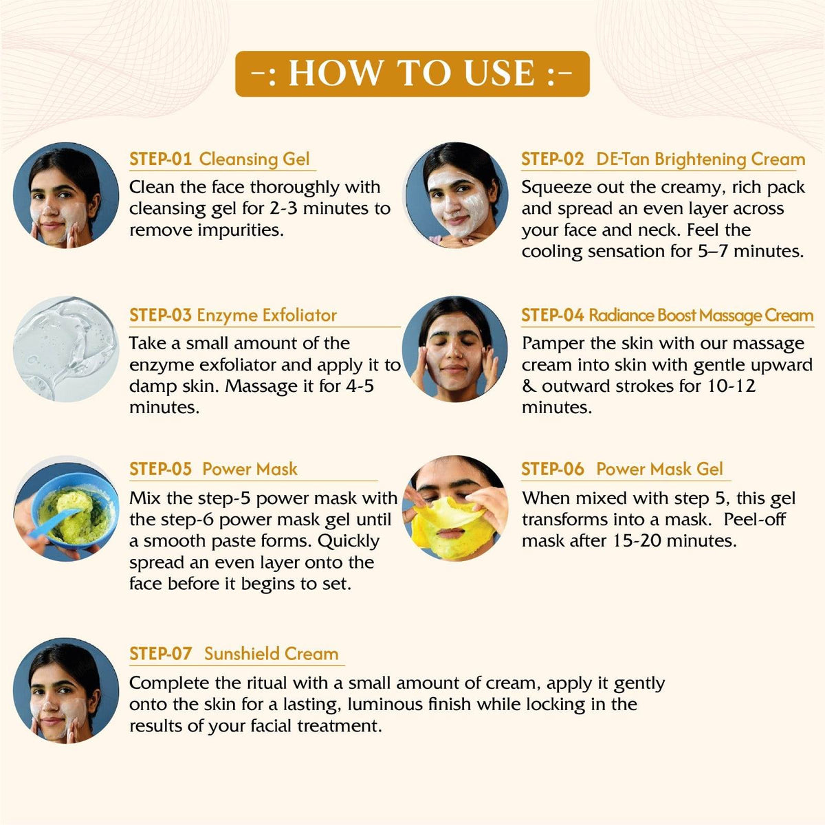 24k Luxe Gold 7 Step Facial Kit | Pack of 5