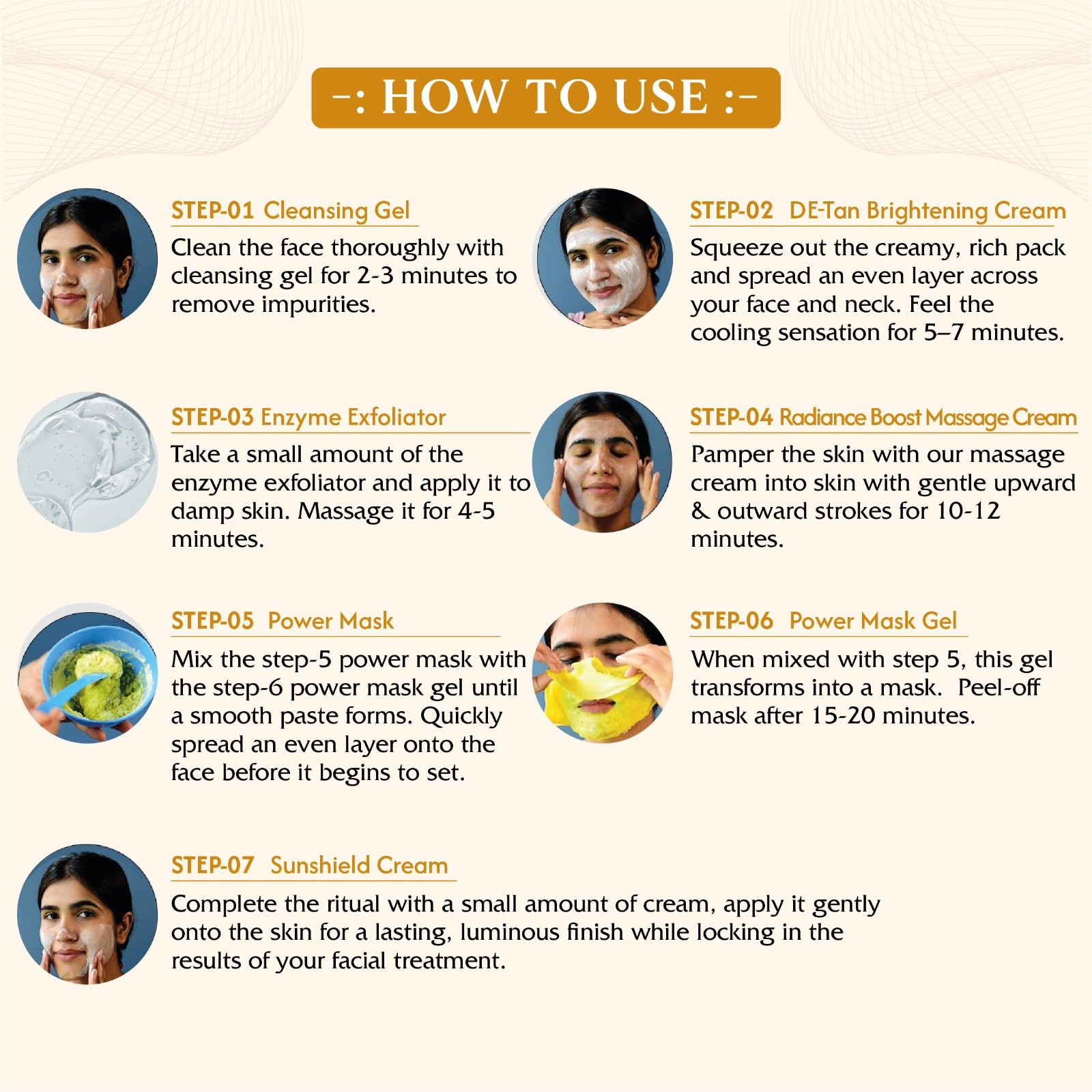 OxyGlow Herbals Pro 24k Luxe Gold 7 Step Facial Kit -81 gm | USP - Power Mask | Suitable for All Skin - Pack of 5