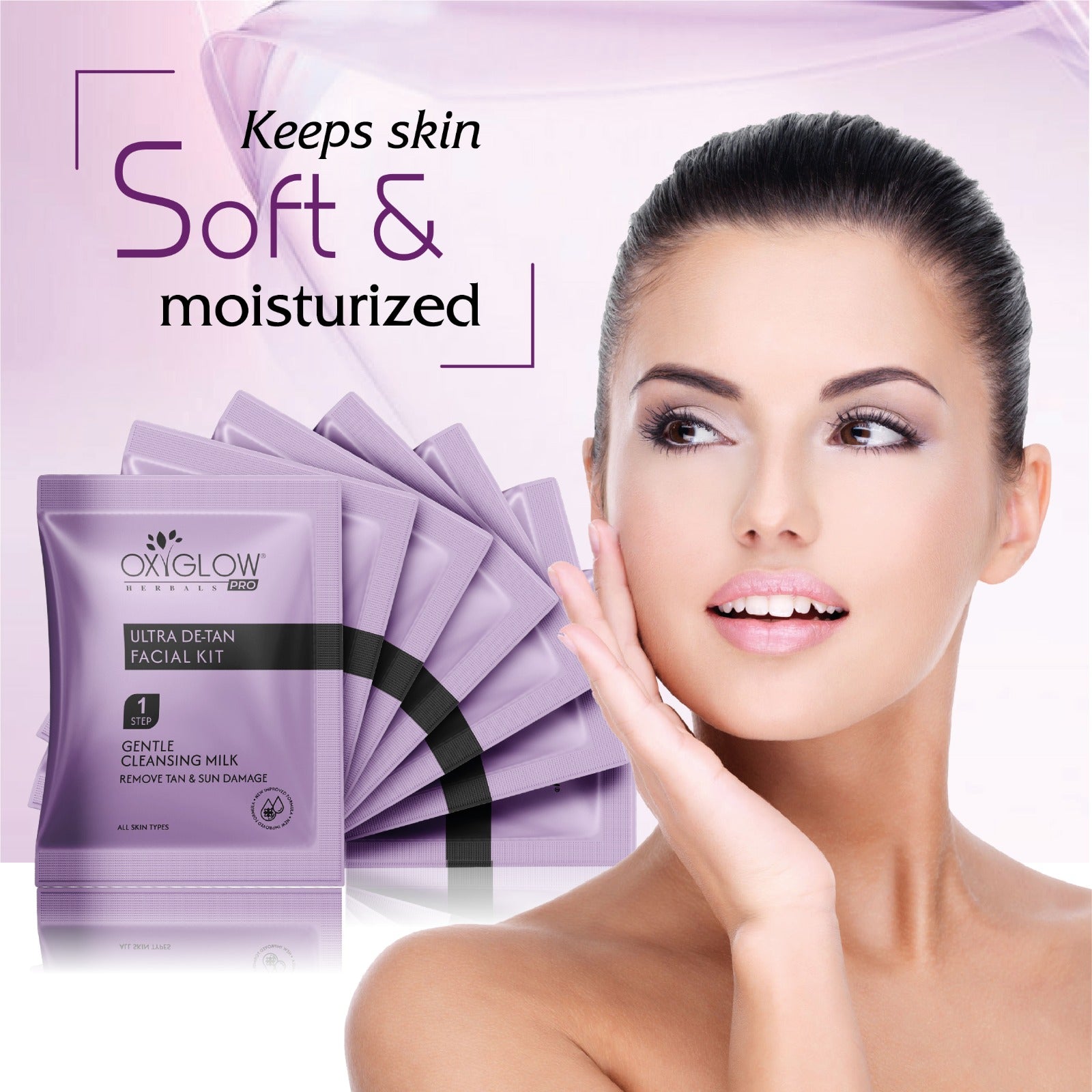 OxyGlow Herbals Pro Ultra De-tan 7 Step Facial Kit -81 gm | USP - Power Mask | Suitable for All Skin - Pack of 5