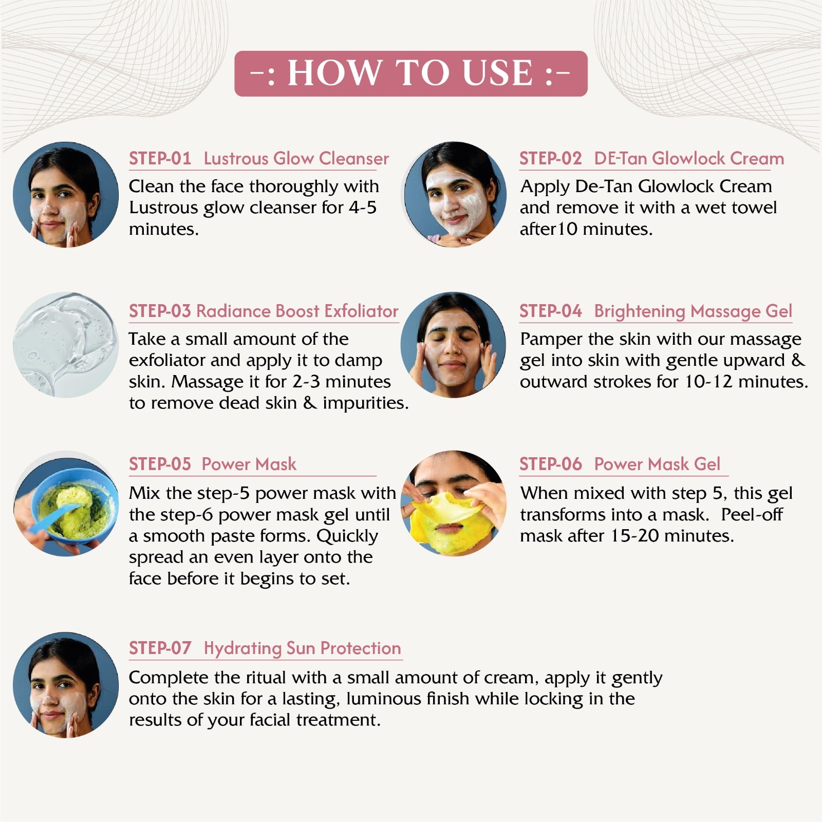 OxyGlow Herbals Pro Aromatic Skin Whitening 7 Step Facial Kit -81 gm | USP - Power Mask | Suitable for All Skin - Pack of 5