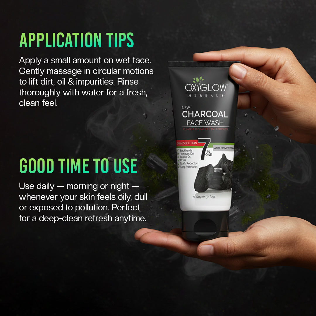 OxyGlow Herbals Activated Charcoal Facewash Application