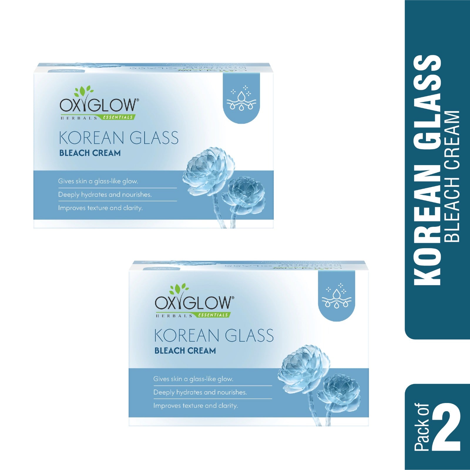 OxyGlow Herbals Essentials Korean Glass Bleach Cream - 300gm | Deep Hydrates & Nourishes | Suitable for All Skin