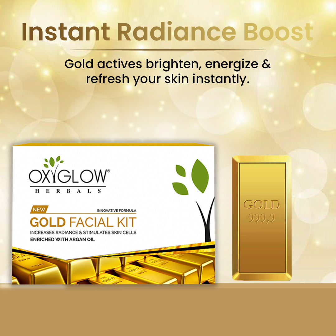 OxyGlow Herbals Gold Facial Kit benefits boost