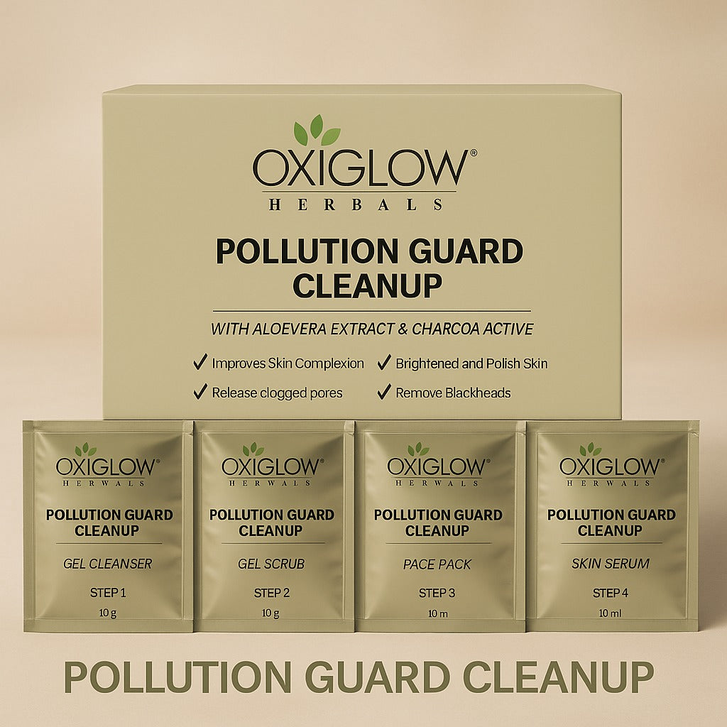 OxyGlow Herbals Pollution Guard Cleanup Facial Kit | Improves Skin Complexion | Remove Blackheads | Suitable for All Skin