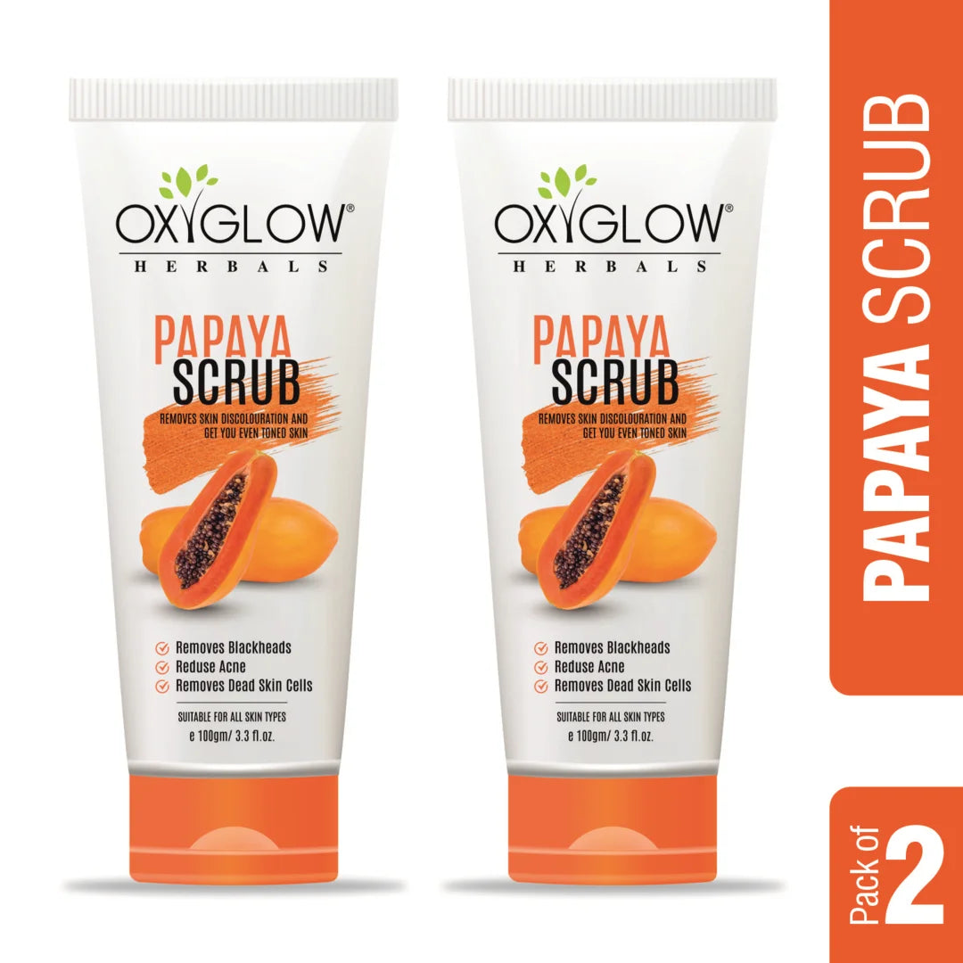 OxyGlow Herbals Papaya Scrub 100ml | Remove Skin Discoloration | Removes Dead Skin Cells & Blackheads | Reduces Acne