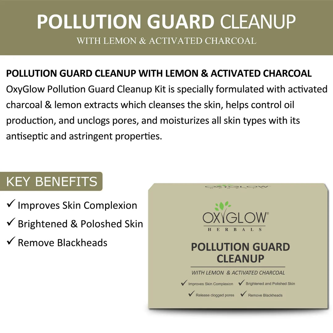 OxyGlow Herbals Pollution Guard Cleanup Facial Kit | Improves Skin Complexion | Remove Blackheads | Suitable for All Skin