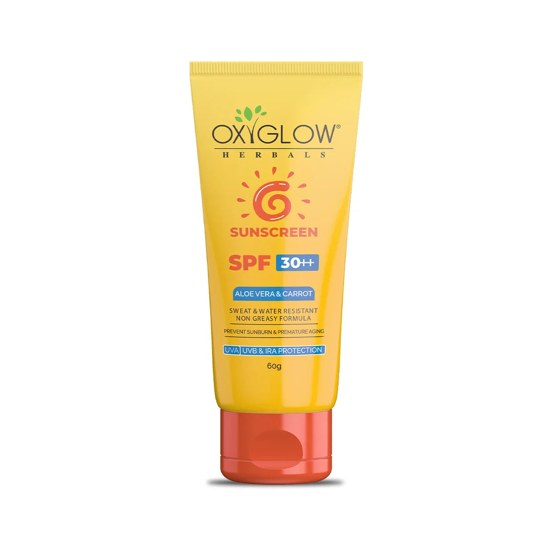 OxyGlow Herbals Sunscreen SPF 30++ 60ml | Prevent Sunburn & Pre Mature Aging | Sweat & Water Resistant