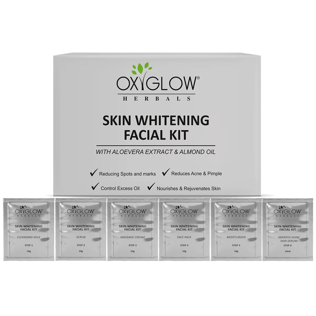 OxyGlow Herbals Skin Whitening Facial Kit | Reducing Spots & Marks | Controls Excess Oils | Suitable for All Skin