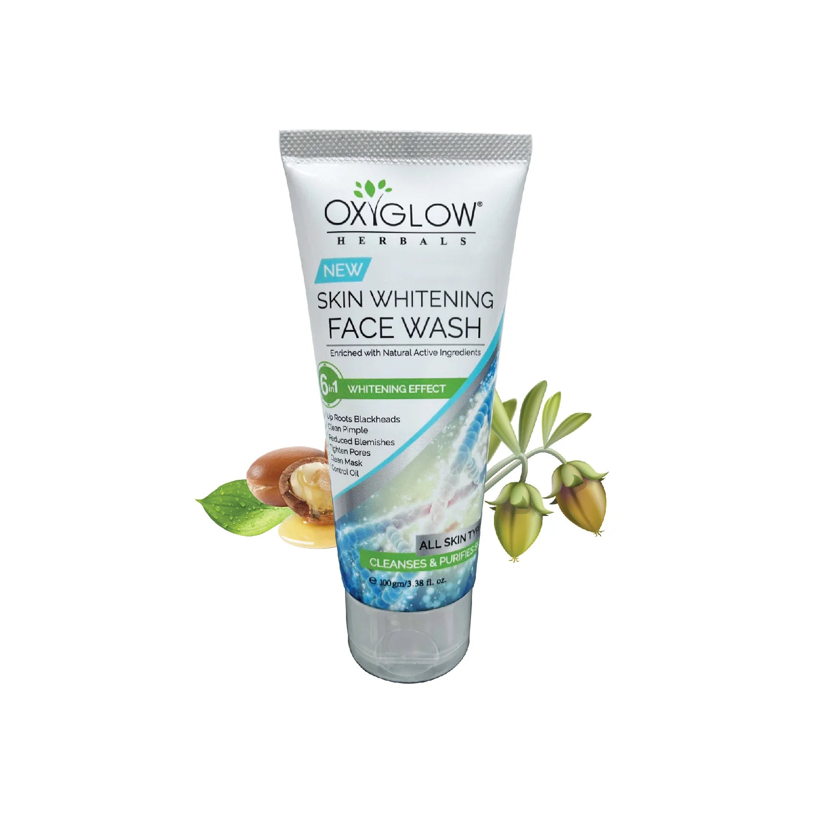 OxyGlow Herbals Skin Whitening Face Wash - 100 ml | Enriched with Natural Active Ingredients | Fade Marks & Dark Spots