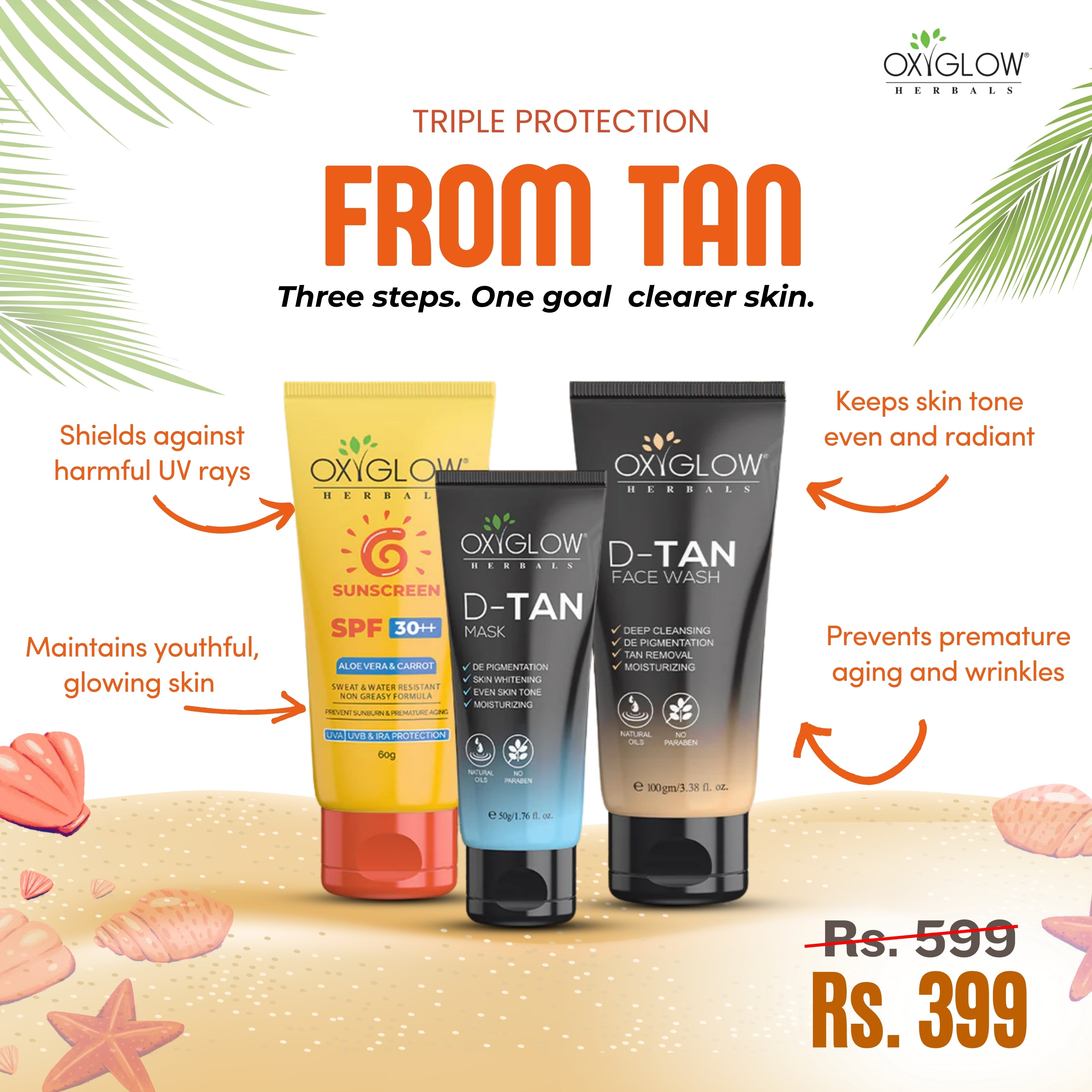 SPF 30 + DeTan Facewash  + DeTan Mask