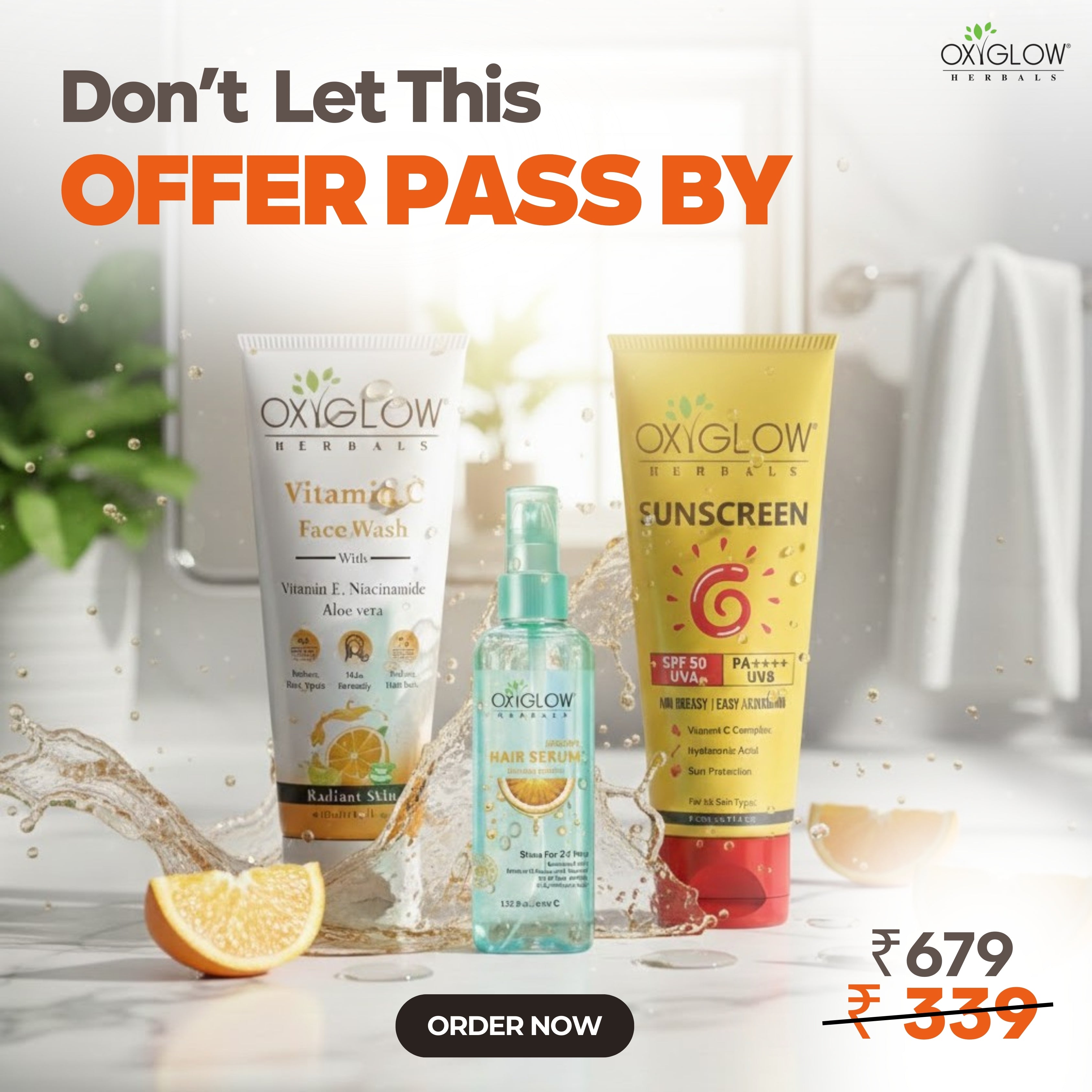 Vitamin C Facewash + Keratin Hair Serum + SPF 50 Sunscreen