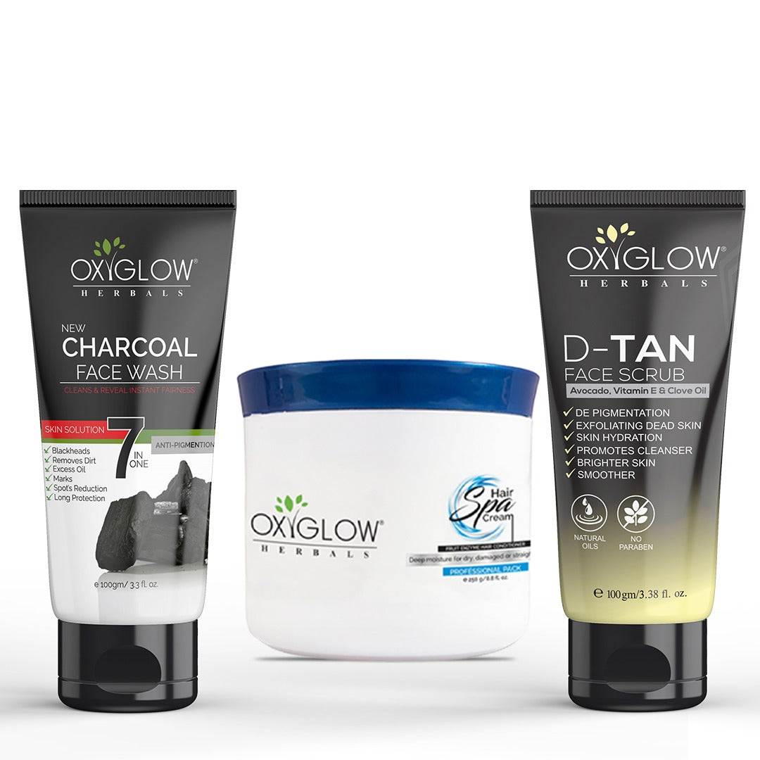 Hair Spa 250gm + DeTan Scrub 100gm + Charcoal Facewash
